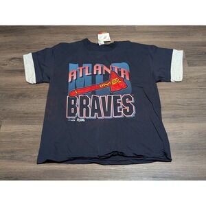 VTG1993 Atlanta Braves MLB T Shirt Artex Sportswear Navy Ringer XL NWT USA READ